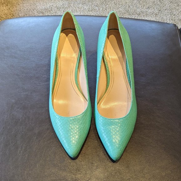 Cole Haan Womens NikeAir Mint Green Leather Snakeskin High Heel Pumps Sz 9.5  B - Picture 2 of 6